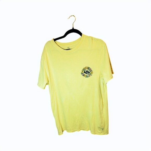 Originals Mens Yellow Cotton T-Shirt Sugar Skull Flowers Day of Dead Skater Surf - Picture 3 of 4